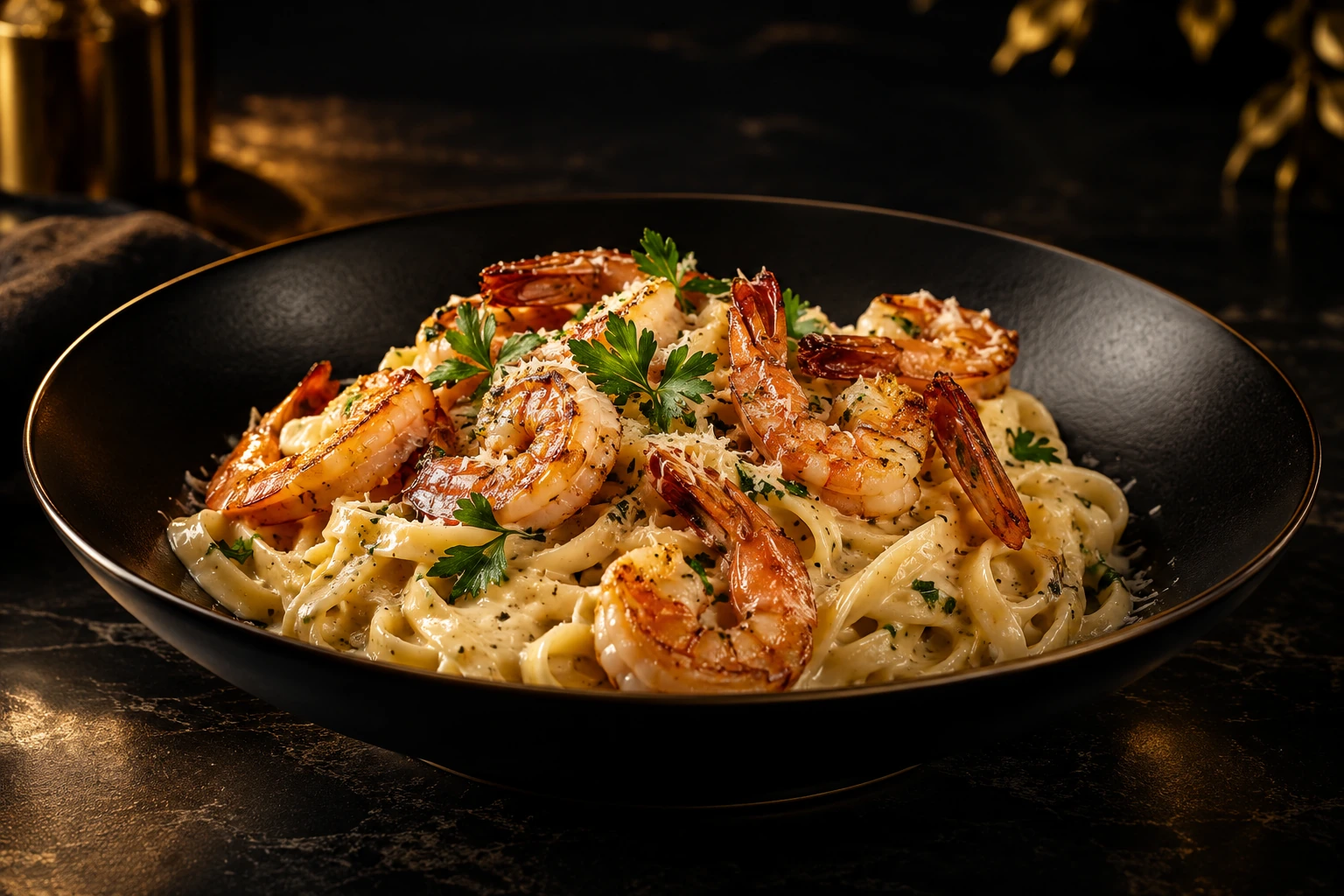 Illustrative shrimp fettuccine
